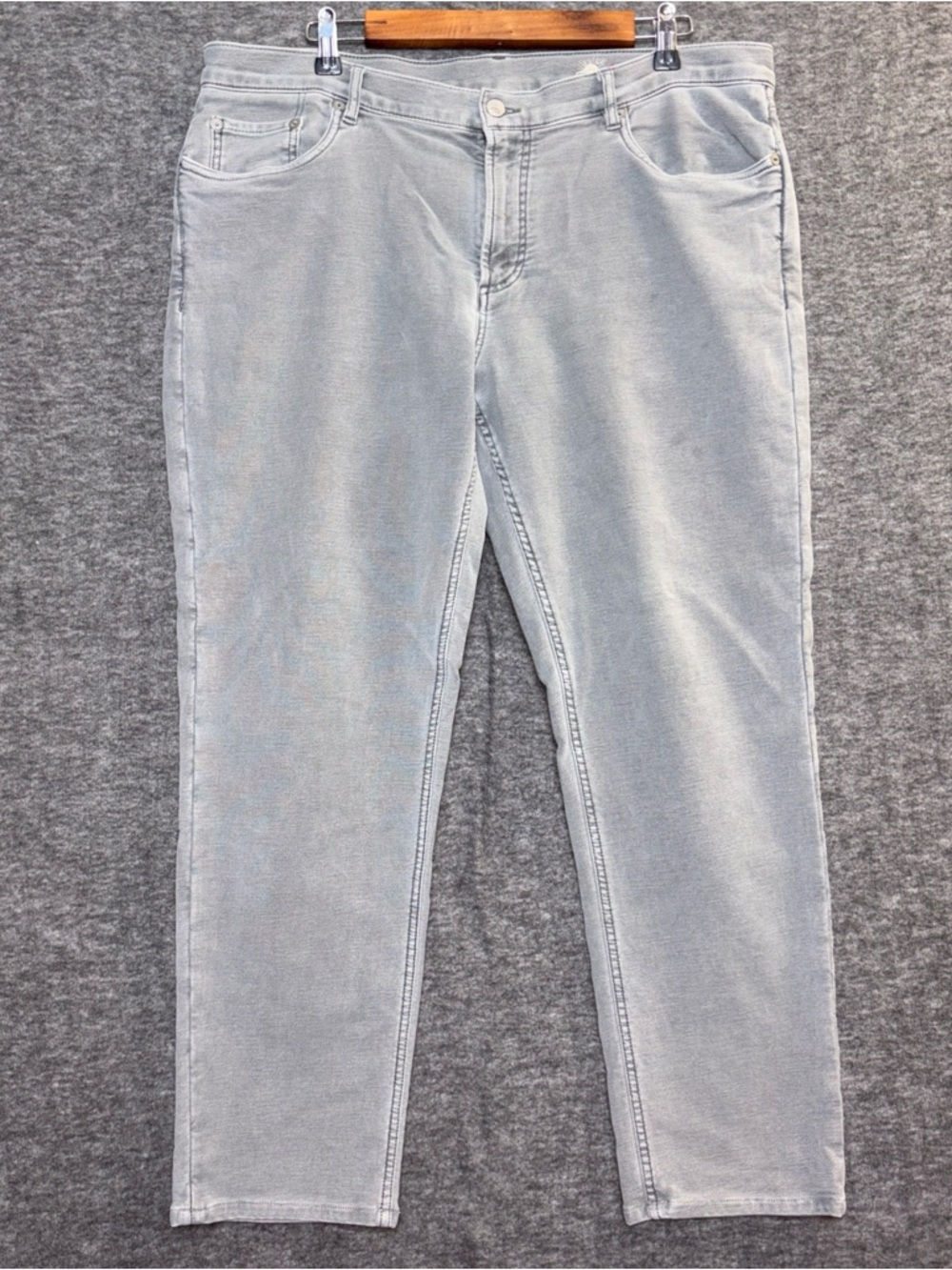 Faherty Men's Stretch Terry Straight 5-Pocket Pants Stone Sz 38 Inseam 28”